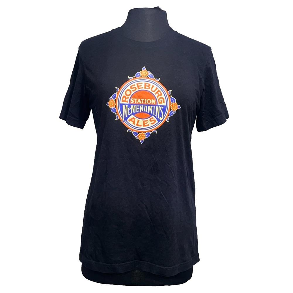 McMenamins Roseburg Station Ales T-Shirt Size M Black Brewery Beer Tee Oregon